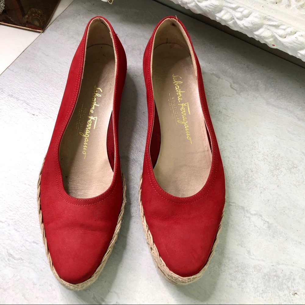 Salvatore Ferragamo red espadrilles